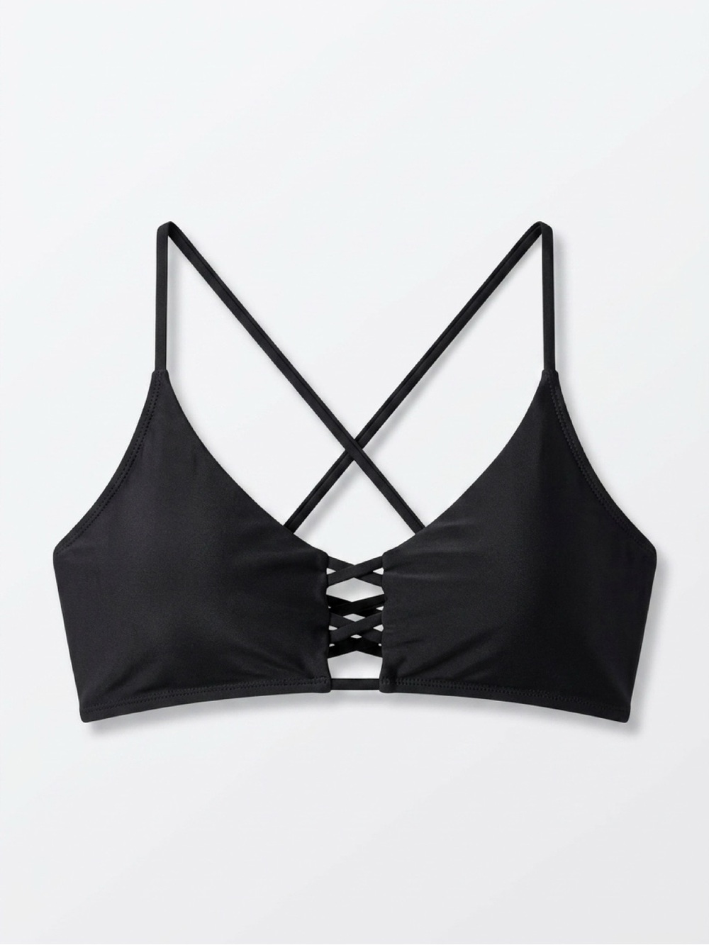 RELLECIGA Black Lace-Up Crisscross Bikini Top
